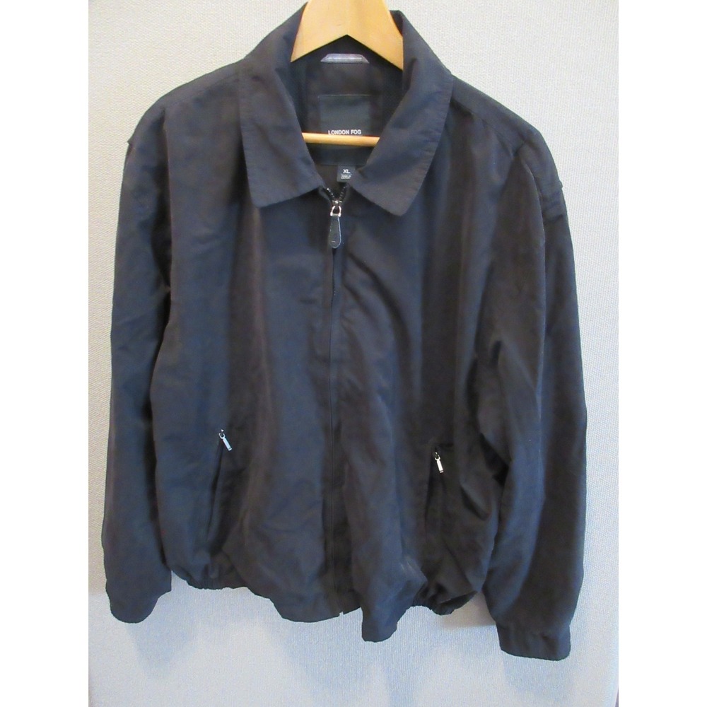 London Fog Men's XL Black Zip Jacket Lightweight Classic Coat